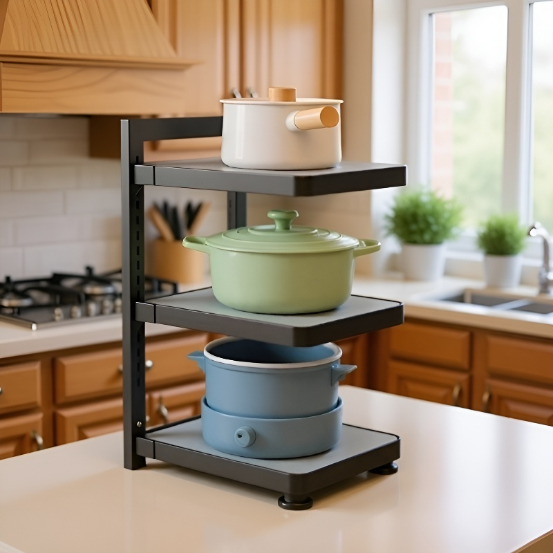 Estante para ollas, estante de almacenamiento para fregadero de gabinete