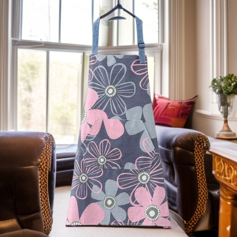 Delantal doméstico de lona de algodón con diseño de girasol para cocina