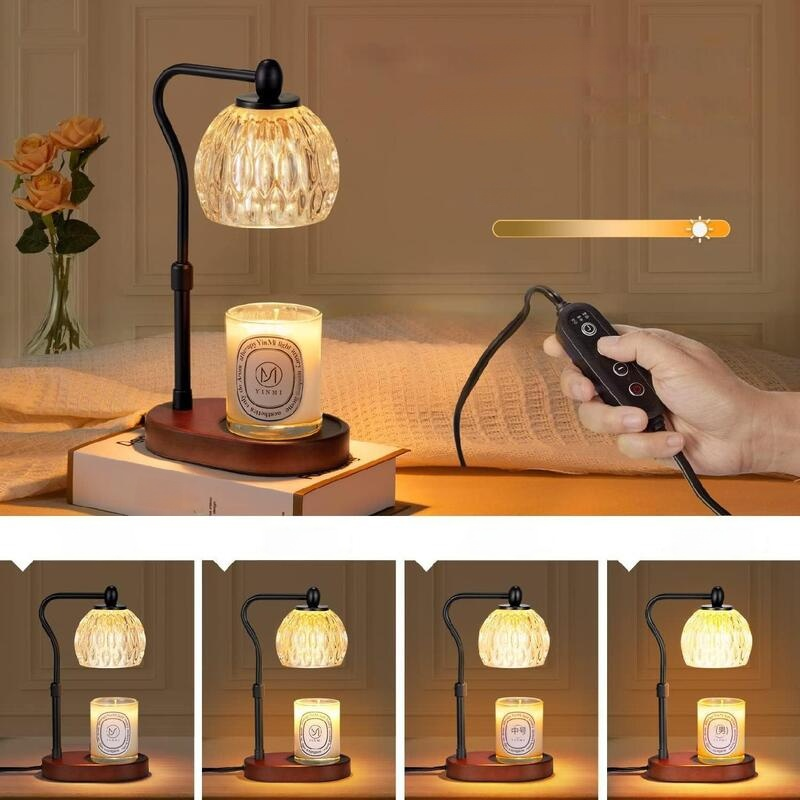 Adjustable Aroma Wax Melting Glass Table Lamp Bedroom Bedside Timer Light