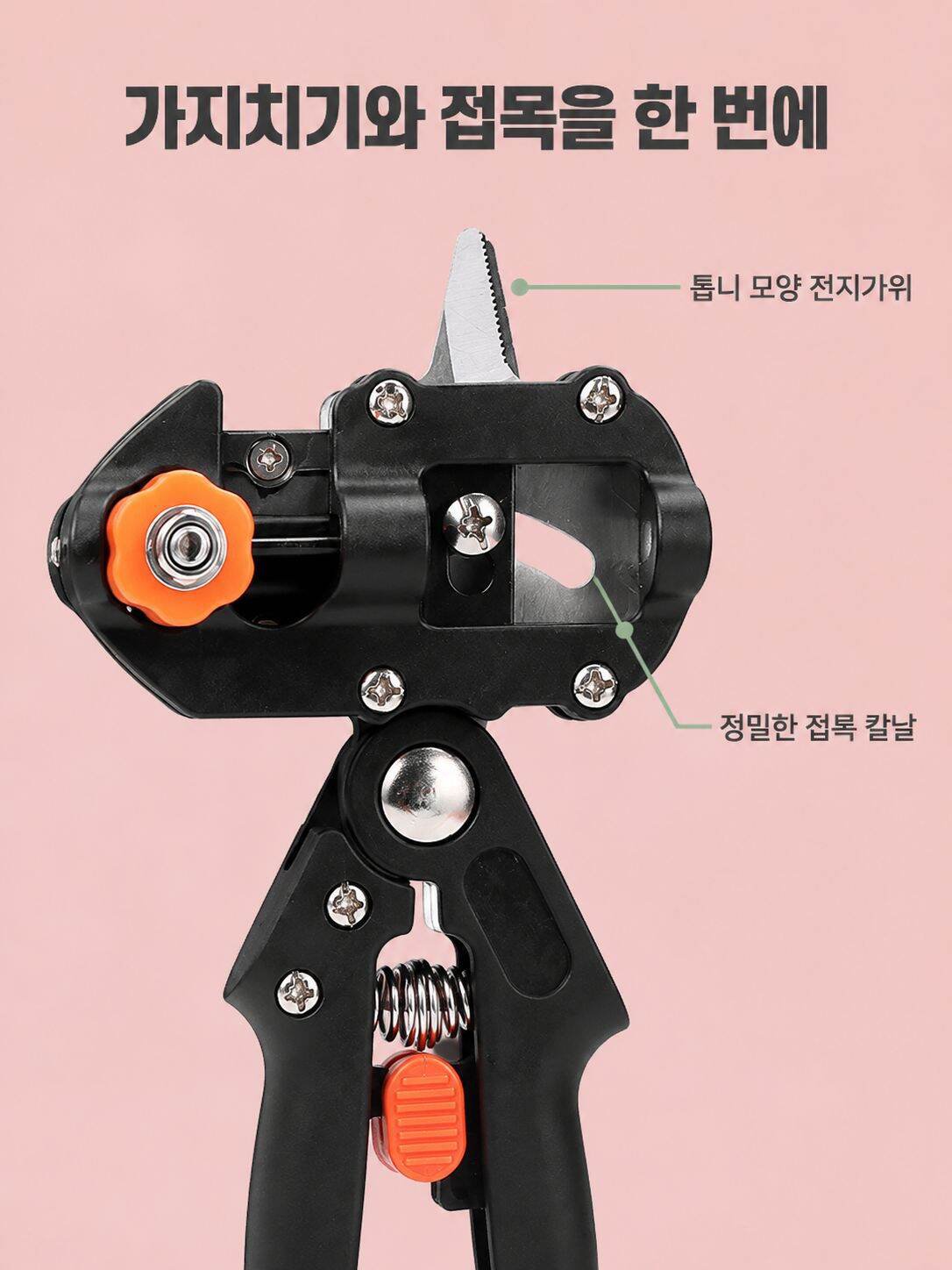 원예용 전정 가위로 가지 자르는 모습