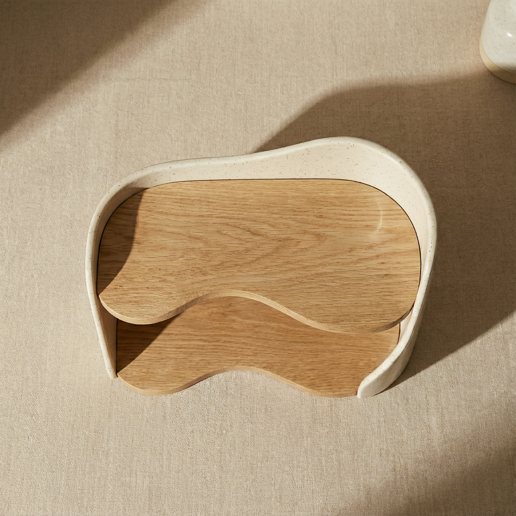 책상 위에 놓인 다용도 수납함