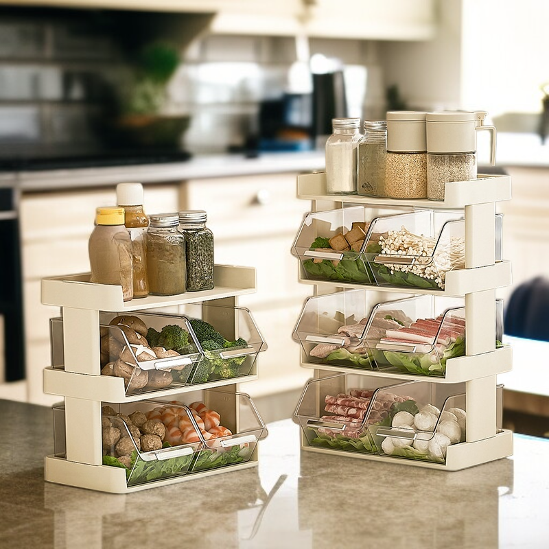 다용도 주방 수납 선반과 야채 트레이