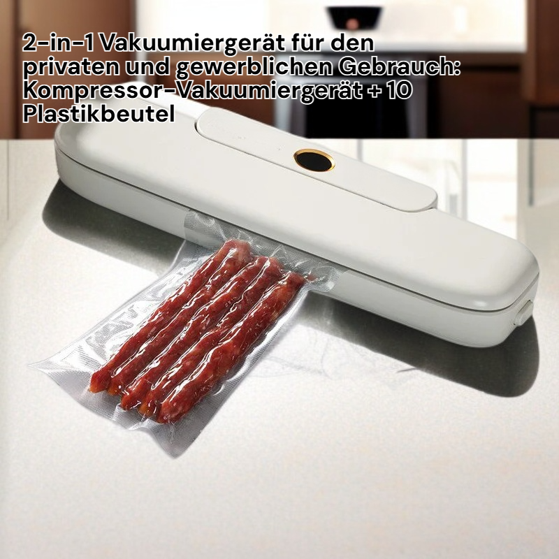 Vakuumversiegelungsgerät für Küche, Lebensmittel-Kompressor + 10 Beutel