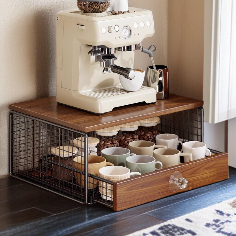 コーヒーマシン収納ラック 木製 おしゃれ ティーバッグデスクトップスタンド カップラック