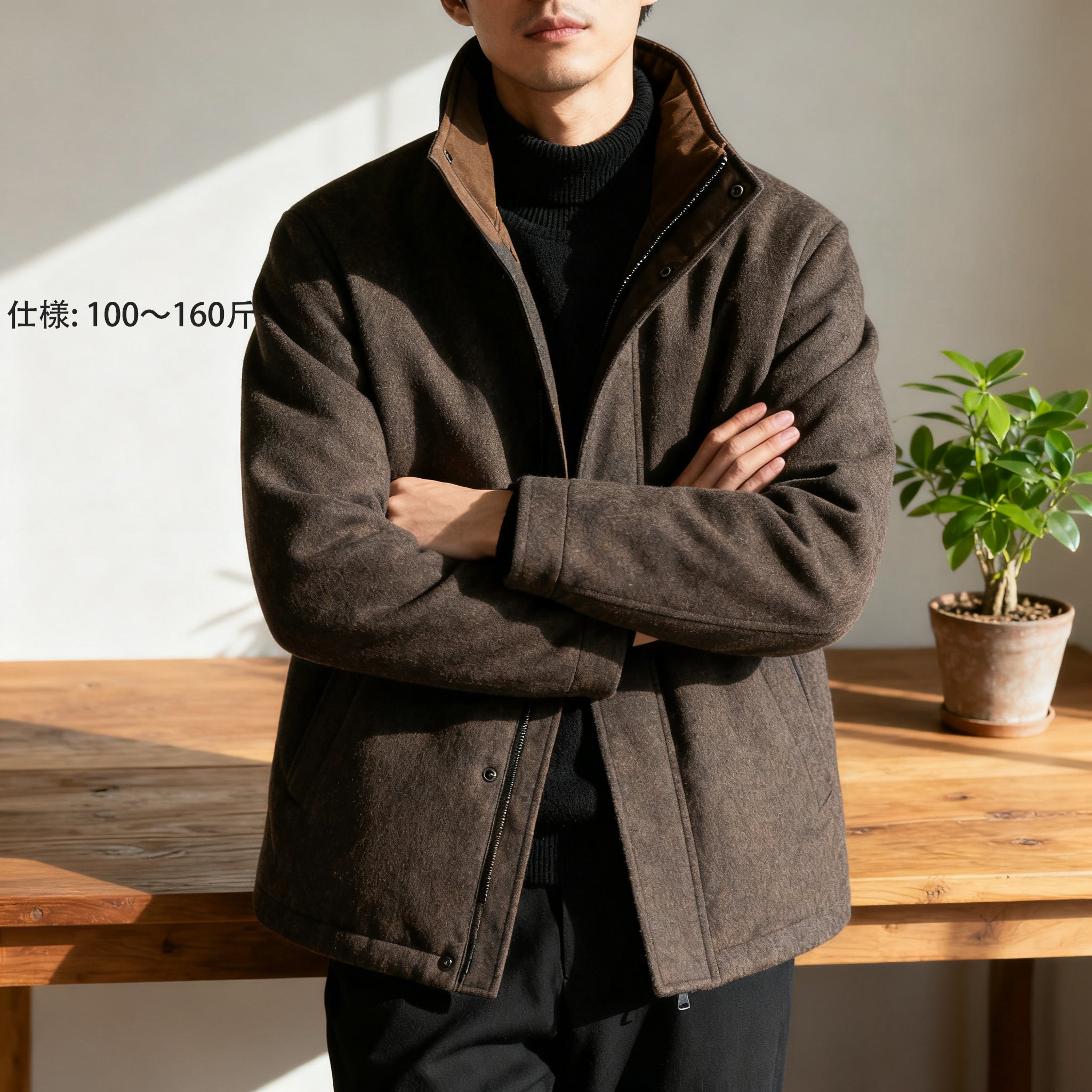 高品質素材のメンズショートジャケット詳細