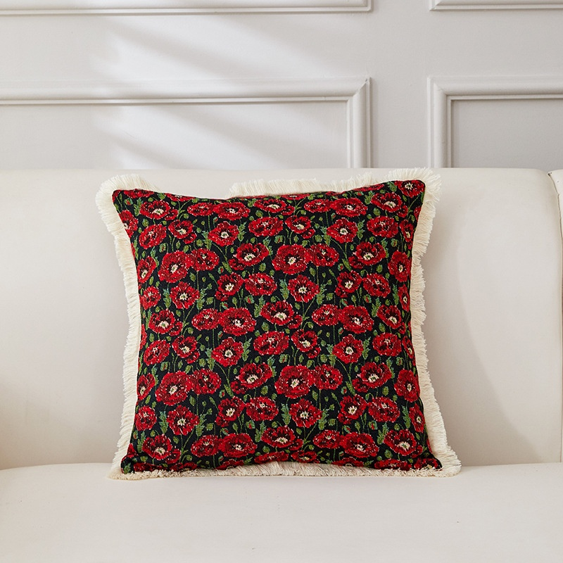 Coussin décoratif rétro en coton et lin