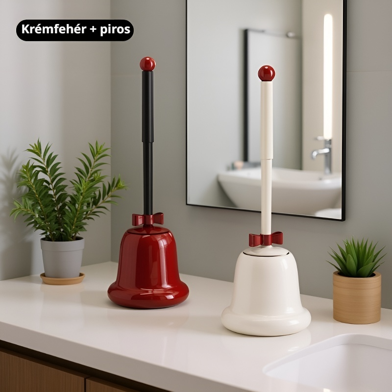 Hosszú nyelű háztartási WC-kefe, tisztító és frissítő funkcióval, padlón álló talppal, vin