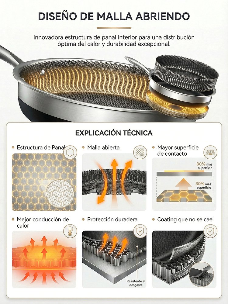 Sartén de titanio puro sin recubrimiento: opción saludable y duradera