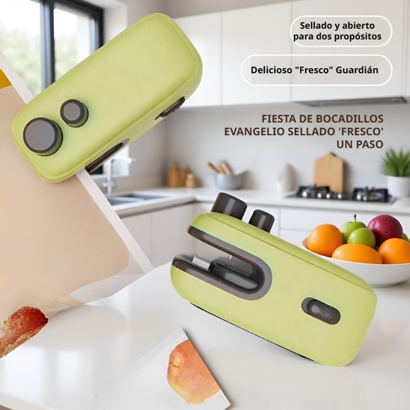 Sellador doméstico de bolsas plásticas, magnético y multifuncional
