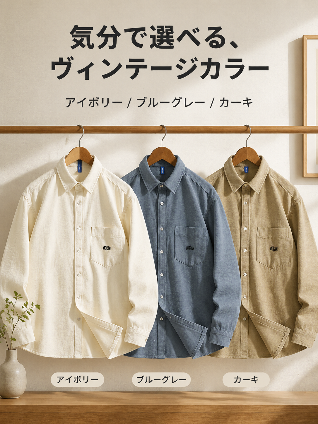 日本のレトロスタイルを取り入れた、白いコットン素材の刺繍入りカーディガン。長袖でゆったりとしたシルエット、着回しの効くメンズジャケットです。