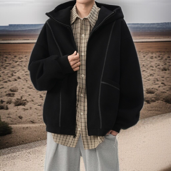 アメリカのヘビーウェイトストリートカーディガンセータージャケット春と秋ルーズカップルジッパートップカジュアルジャケットトレンド