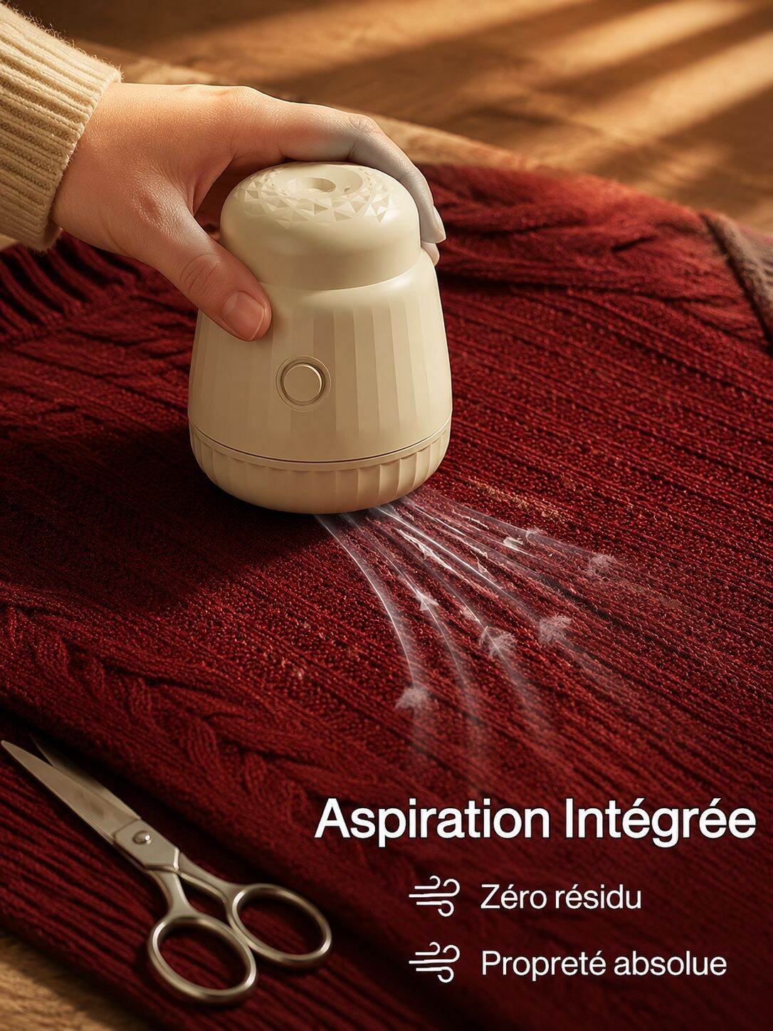 Rasoir anti-bouloche avec aspiration intégrée
