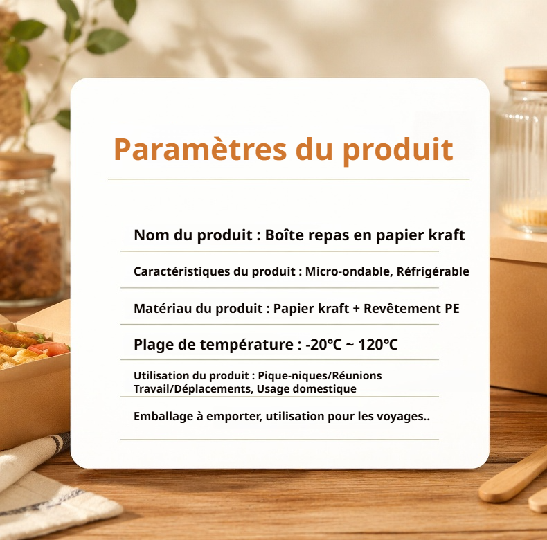 Emballage repas à emporter écologique en papier kraft