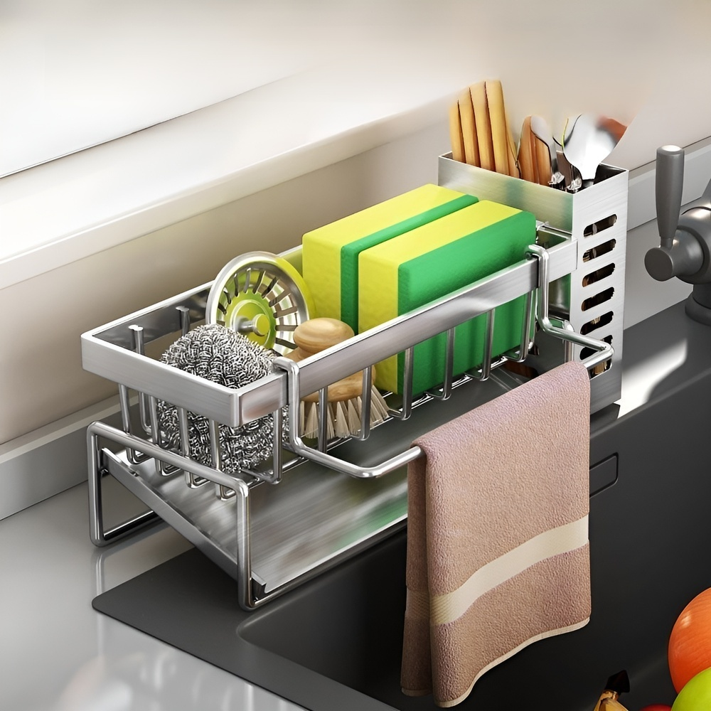 Kitchen Sponge Rag Storage Basket Dishwashing Sink Organizer