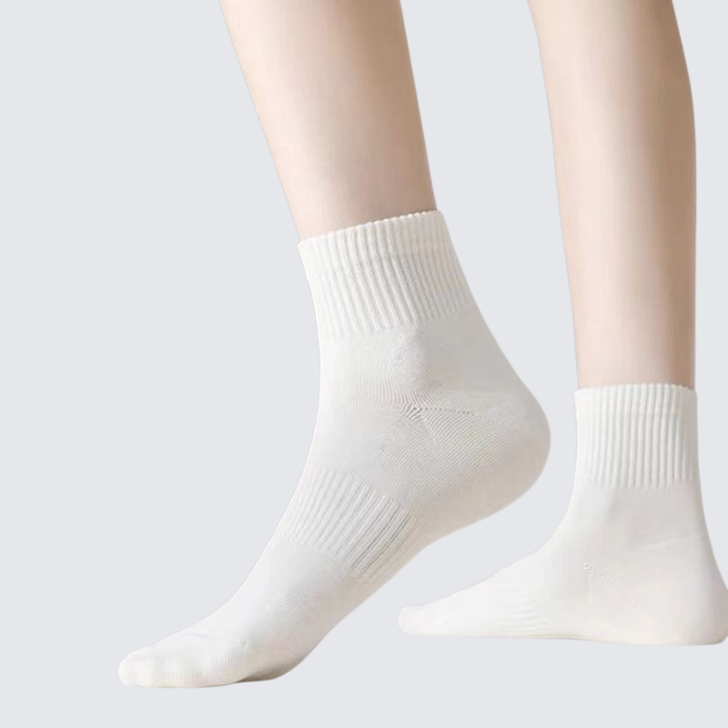 繽紛純色女士棉質中筒襪