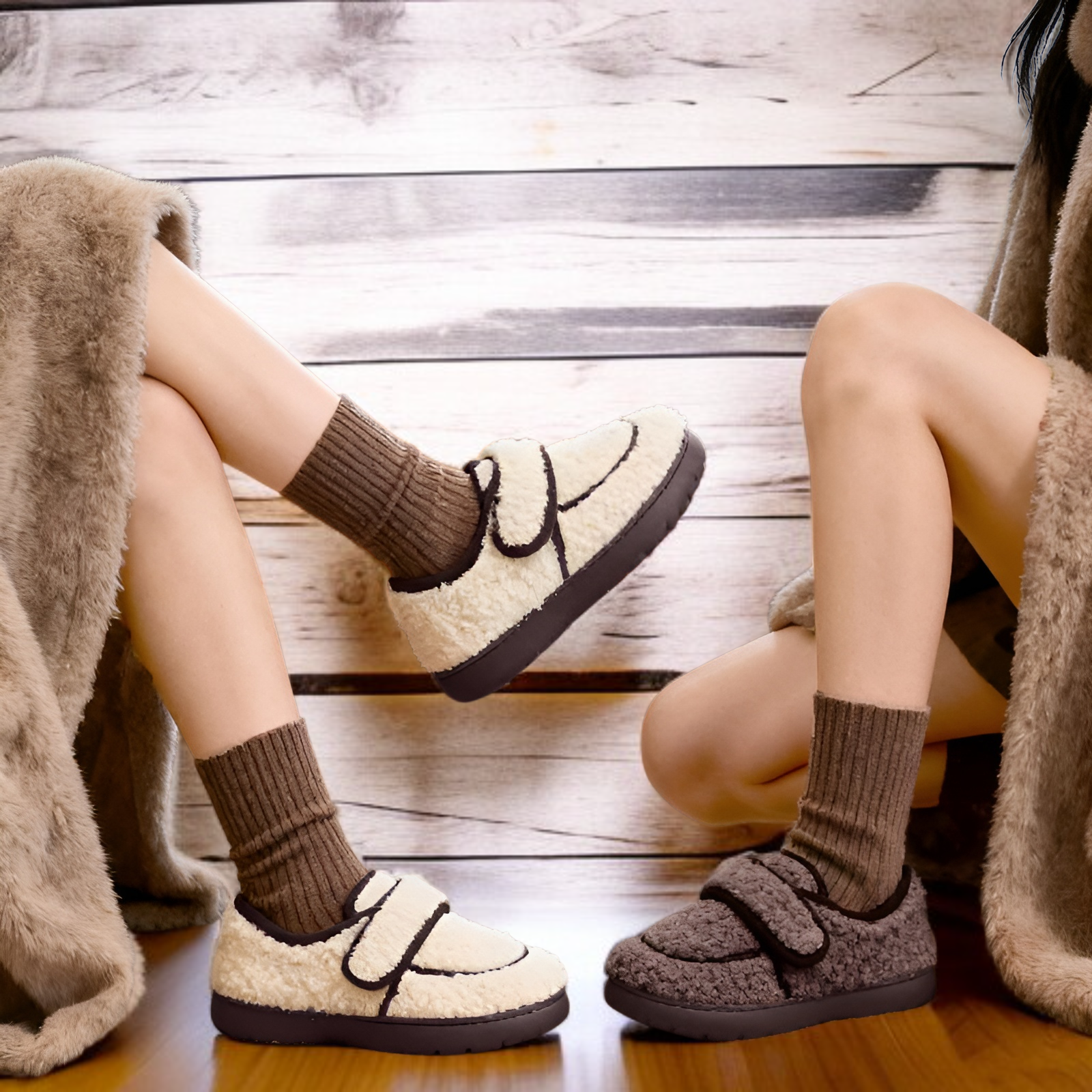 時尚舒適冬季棉鞋穿搭示範