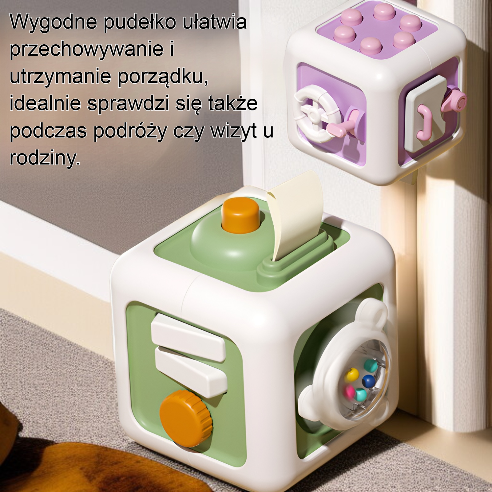 Pudełko z zabawkami dla niemowląt – kolorowy zestaw edukacyjny