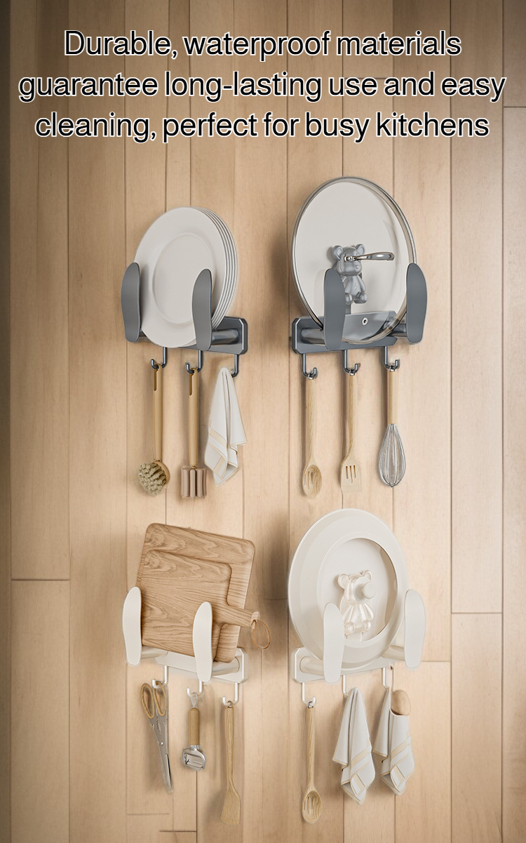 Easy installation suction cup pot lid rack for kitchen walls