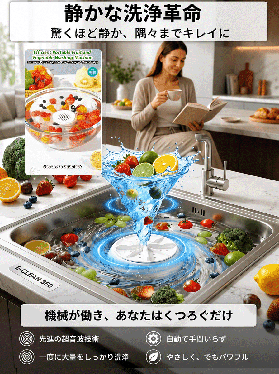 家庭用超音波野菜果物クリーナー