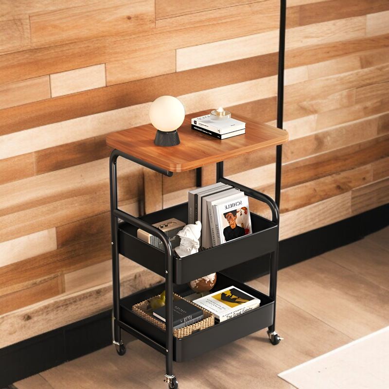 가정용 고풍 이동식 선반 다층 리어카 도르래 책꽂이 수납선반