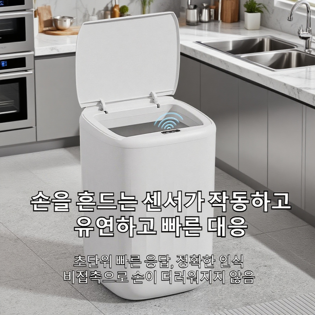 스마트 센서로 자동 개폐되는 휴지통