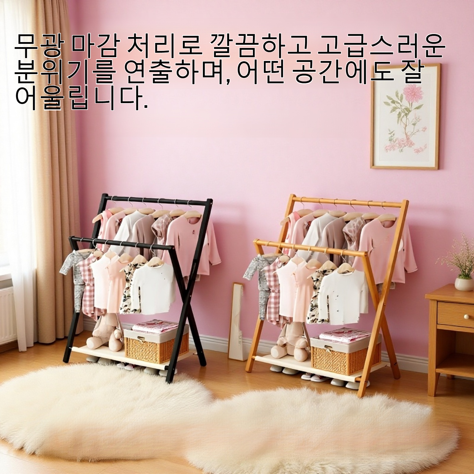 대나무 접이식 실내 옷걸이 전체 모습