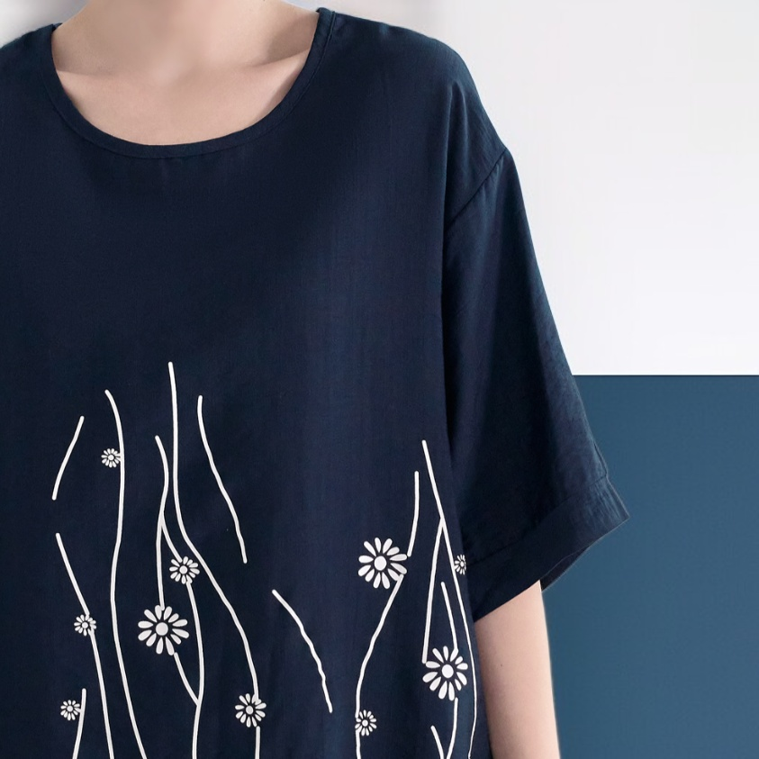 レディースカジュアルルーズコットンリネンTシャツ