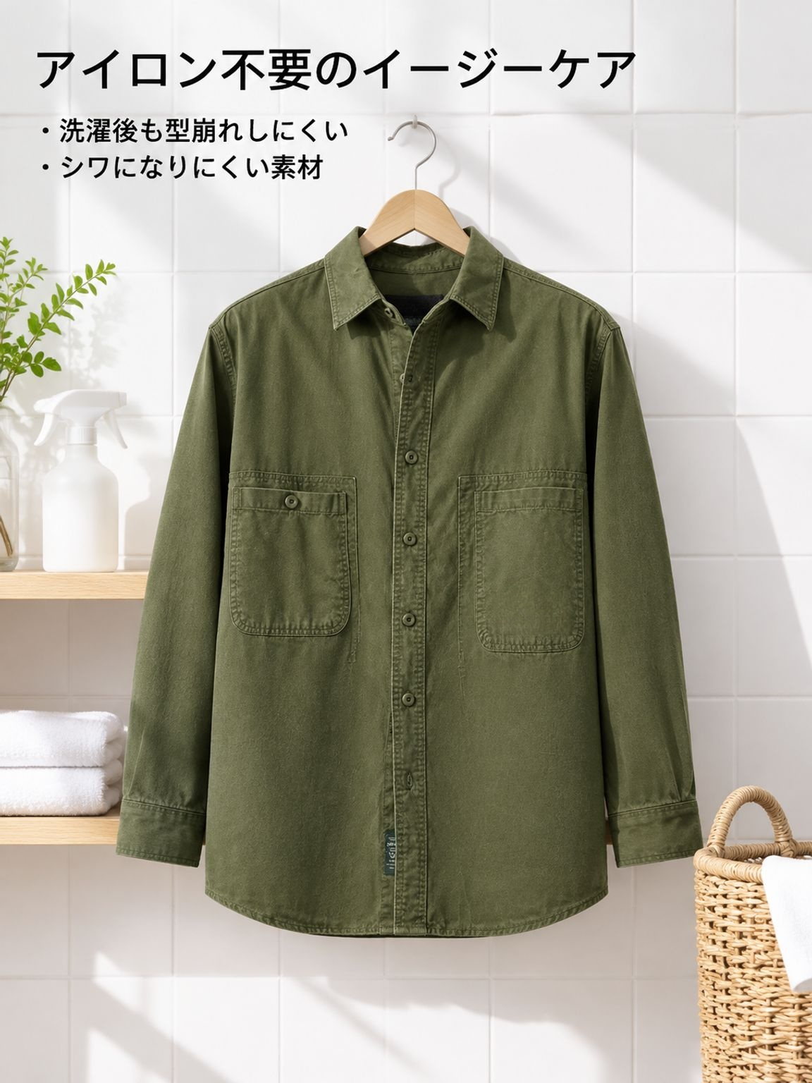 クラシックカーキ作業シャツ男性用