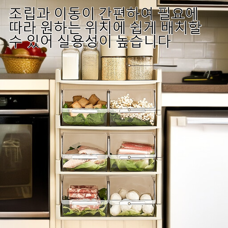 다용도 주방 수납 선반과 야채 트레이