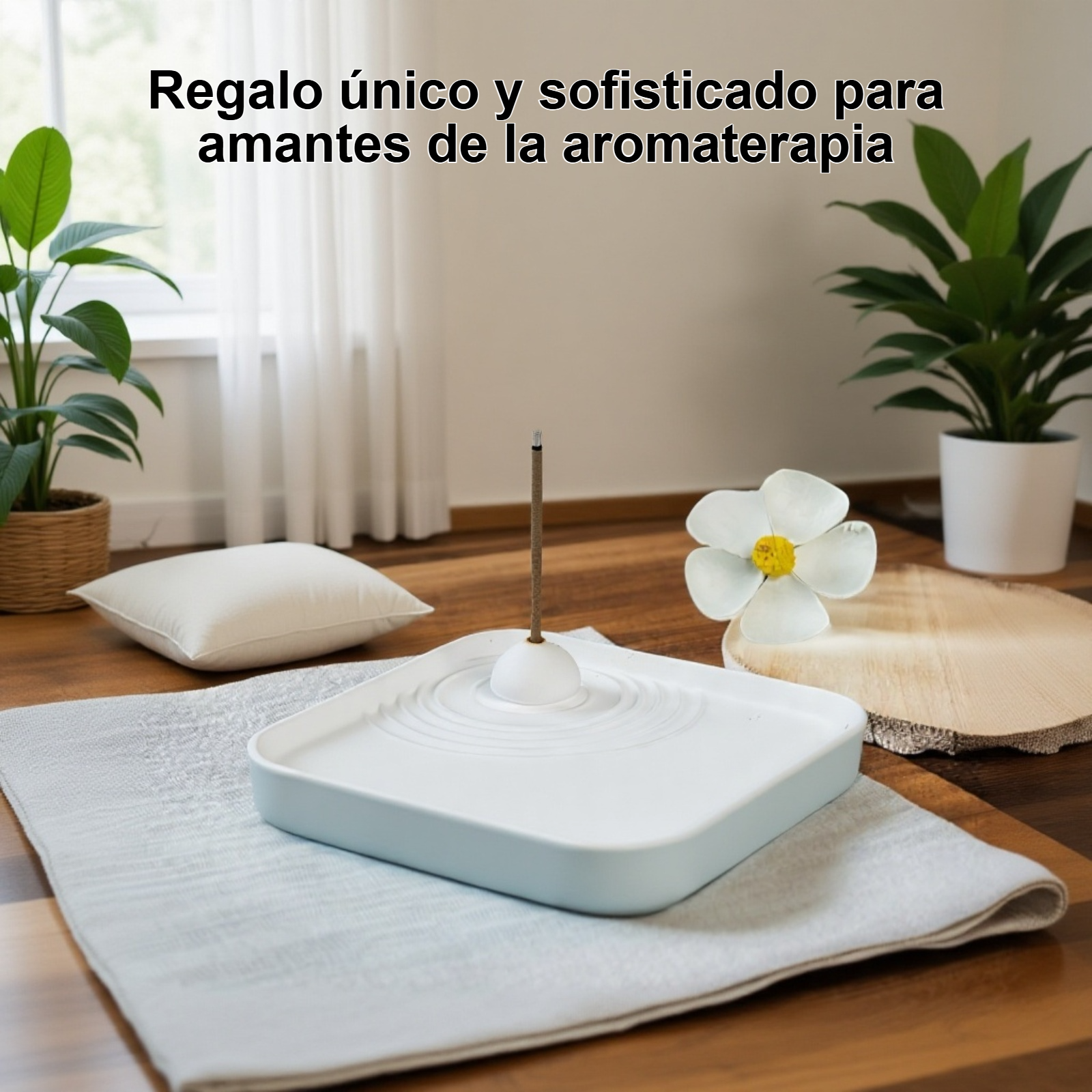 Incensario de yeso con patrón de gotas y ondas