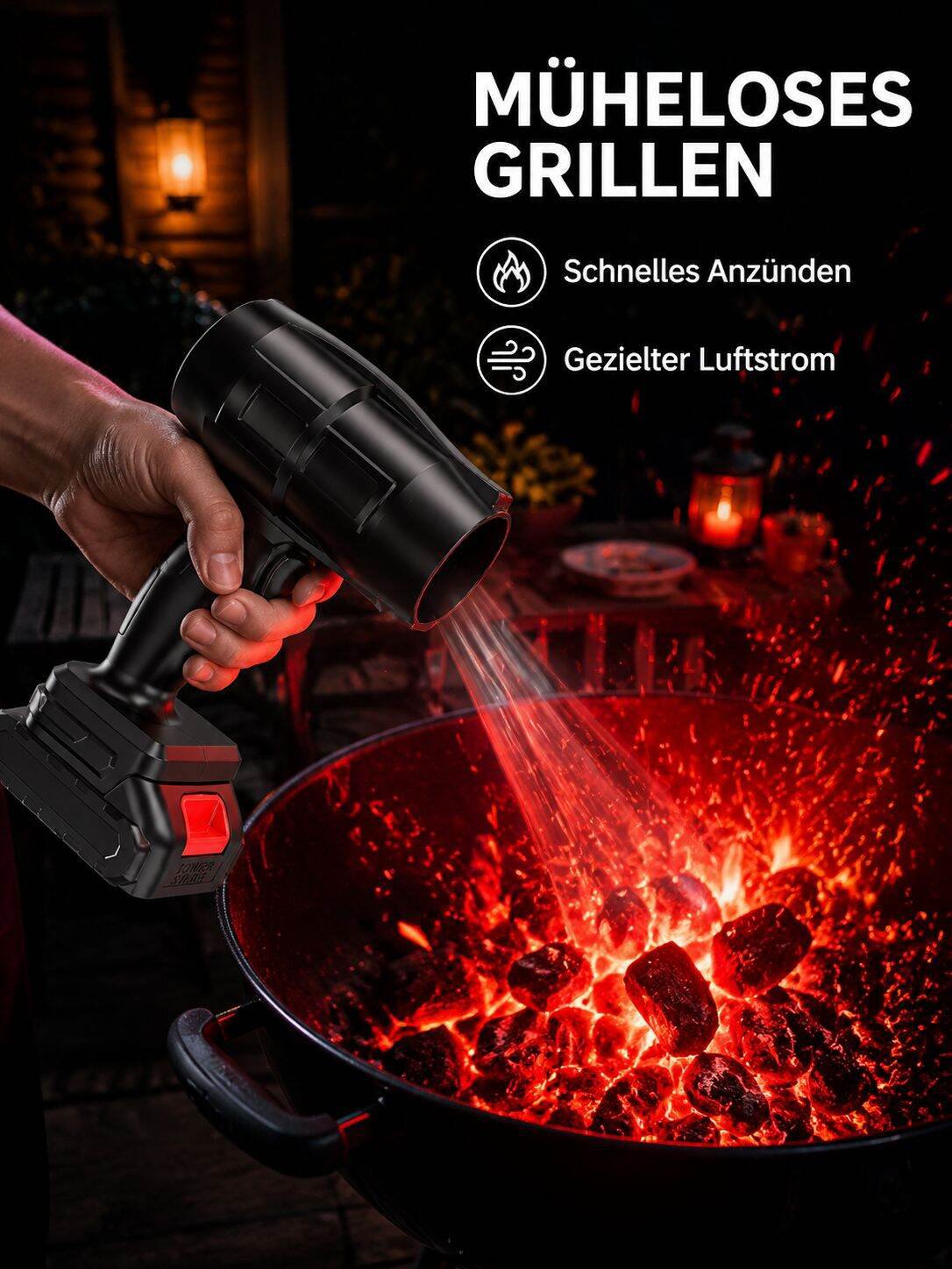 Turbinengebläse beim Reinigen von Laub