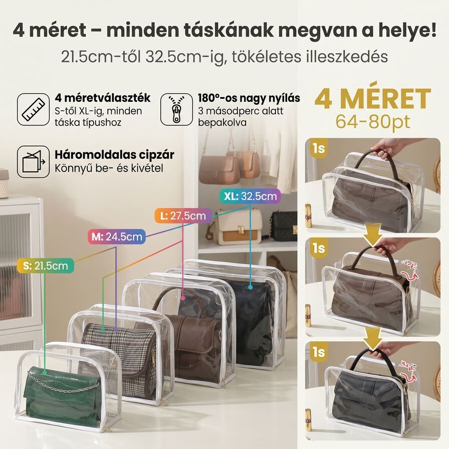 Kiváló minőségű porálló és légáteresztő táskatároló