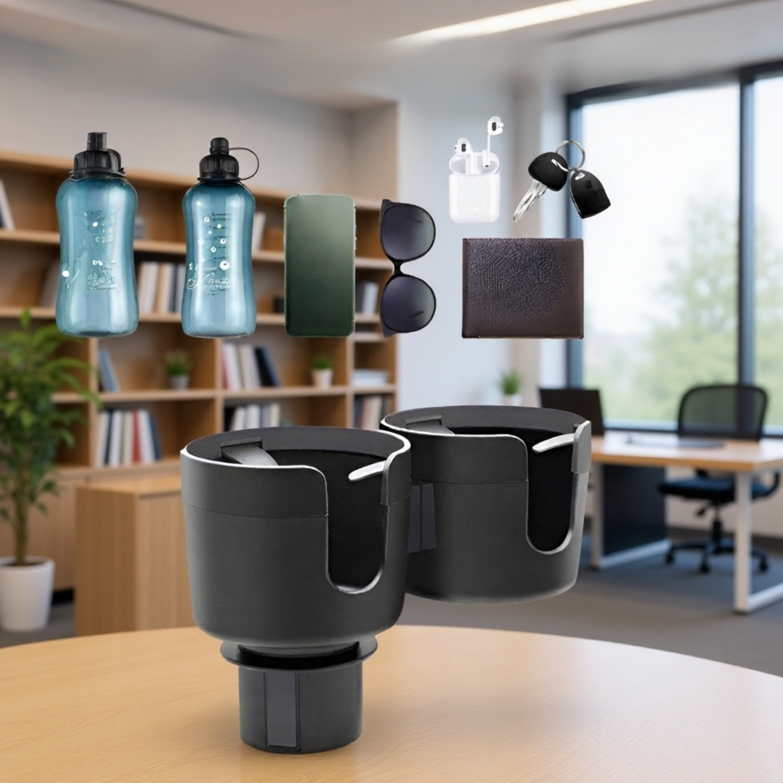 컵과 소품을 수납한 확장형 선반