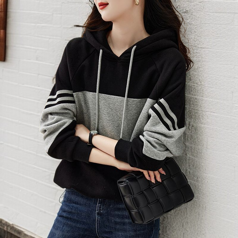 봄 여성 기질 후드 루즈 코트 풀오버 후드