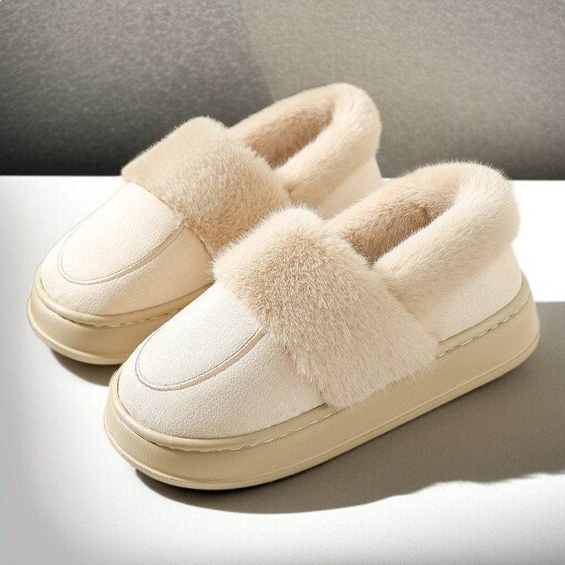 滑り止め厚底ウール保温綿スリッパ