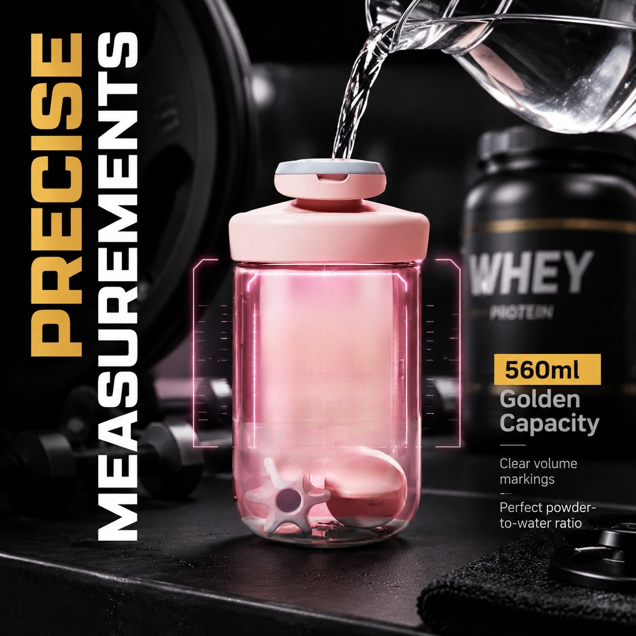 Unisex Fitness Shaker Bottle with Measurement Marks