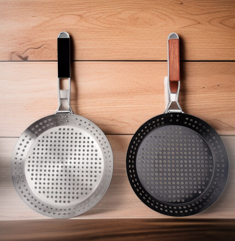 Grillplatte aus Edelstahl mit ergonomischem Griff