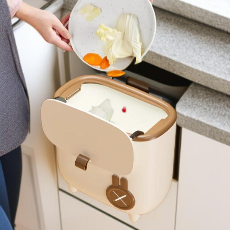 家庭用壁掛けゴミ箱キッチントイレキャビネットドア付き収納バケツ壁掛けゴミ箱蓋付きキッチン廃棄物バケツ