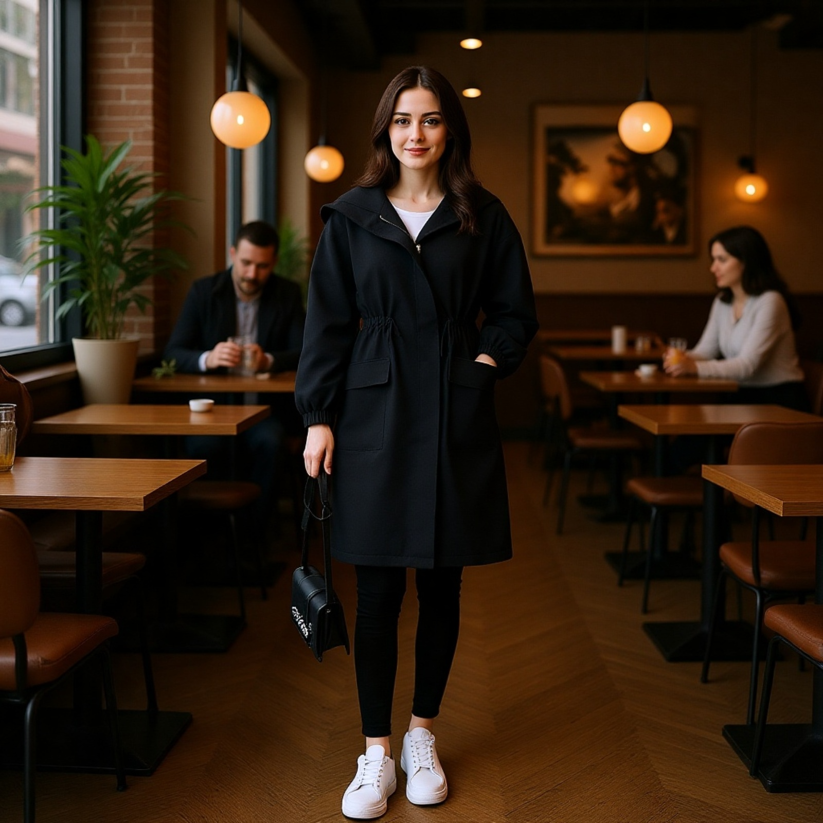 2025 Vastag polárbéléses női középhosszú kabát, őszi-téli divatos női trench kabát