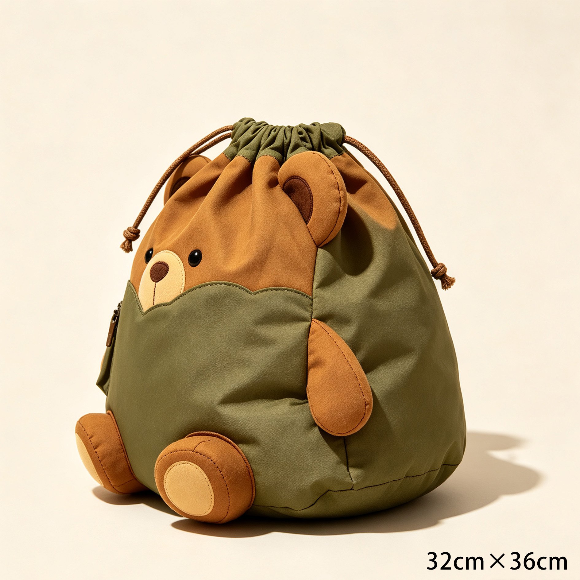 Spacious interior of Bear Fun Drawstring Bag