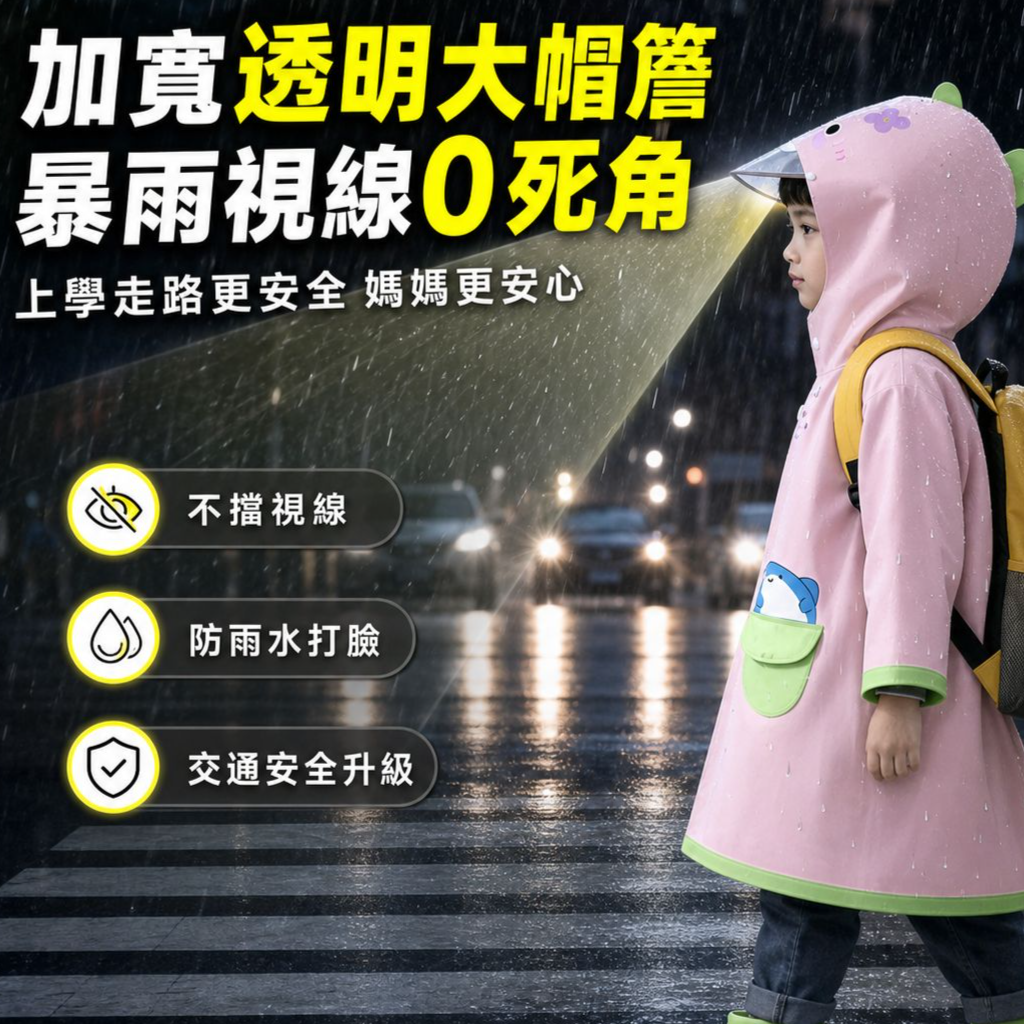 可愛卡通小萌鯊雨衣雨鞋套裝 寶寶幼兒男女童防水外穿上學