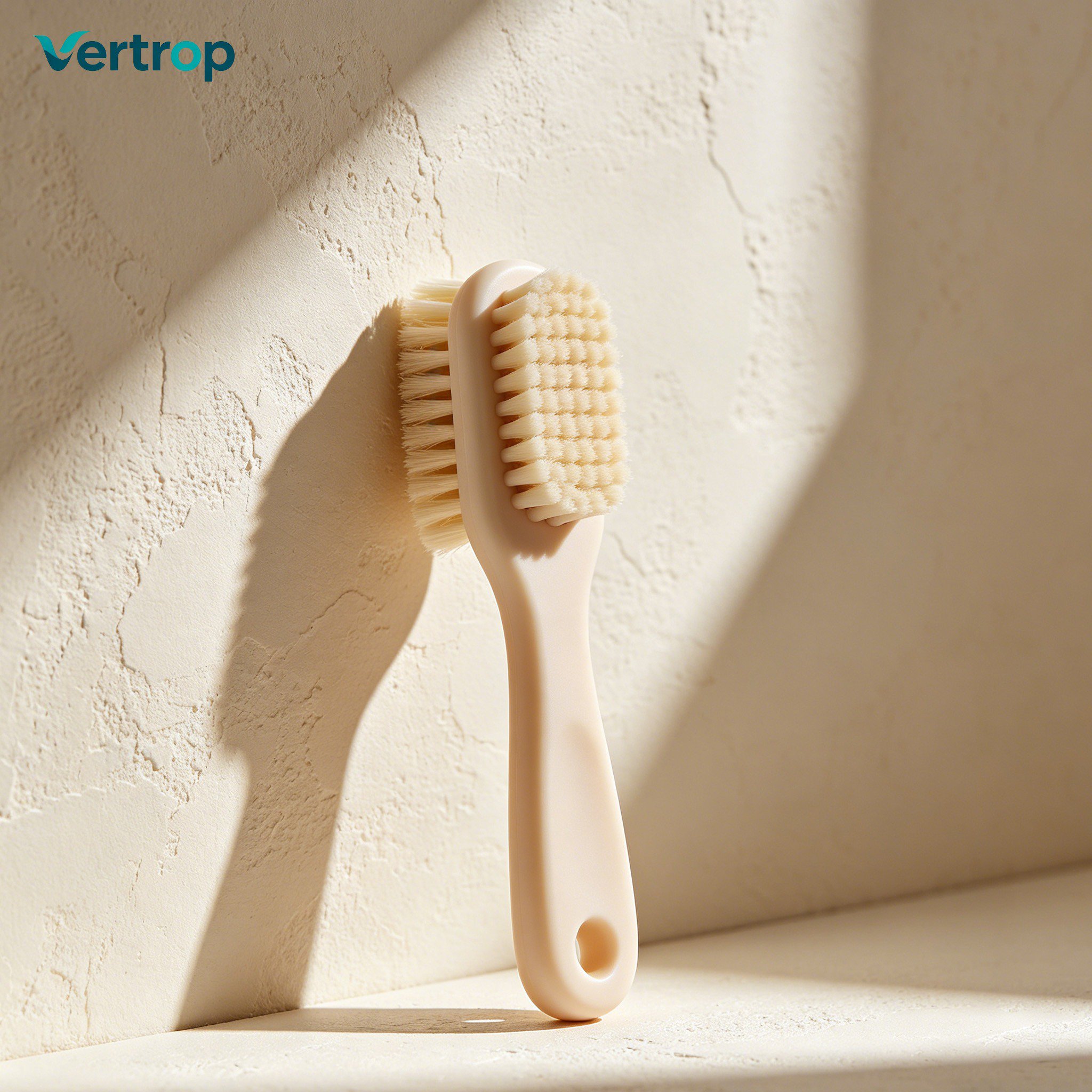 Set of 6 long-handled cleaning brushes displayed on a table