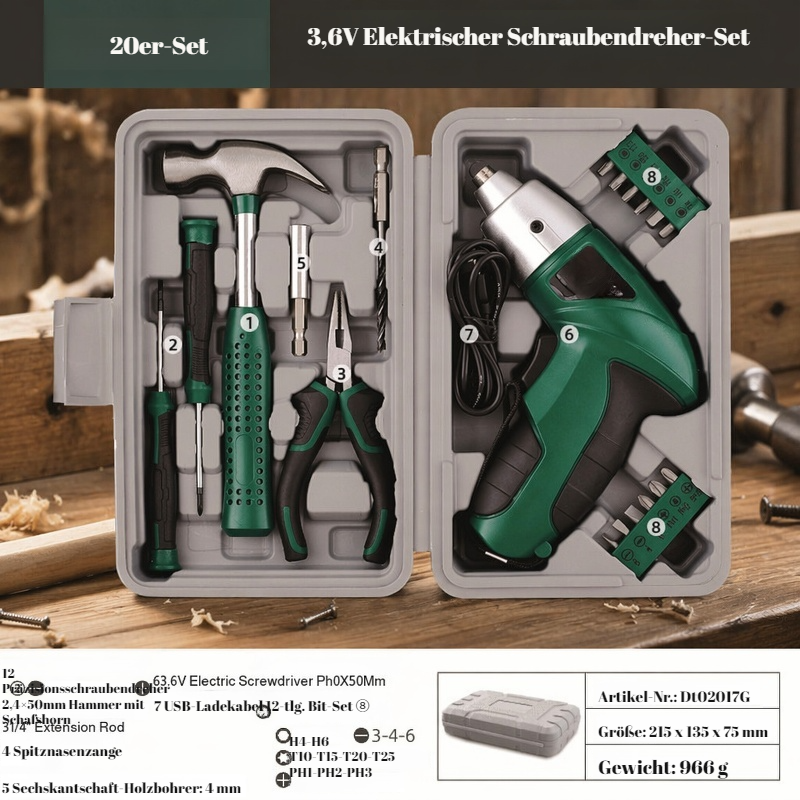 Kabelloser Handbohrschrauber Multifunktion Wiederaufladbar Haushalt
