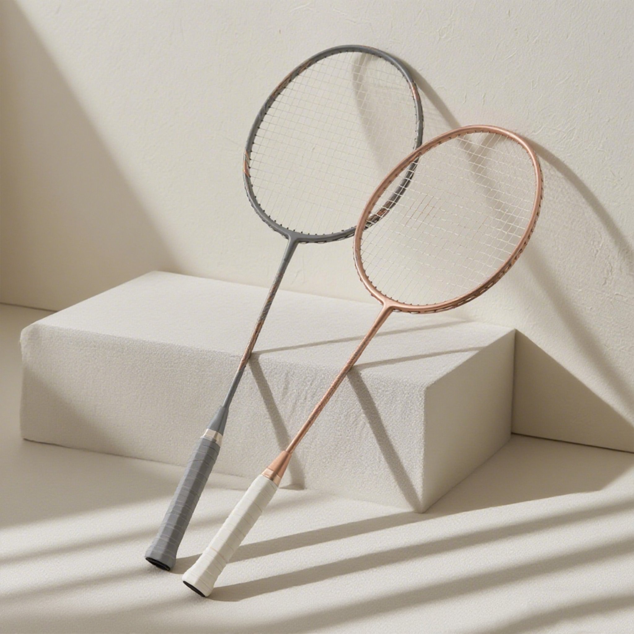 ไม้แบดมินตันสองอัน สีต่างกัน