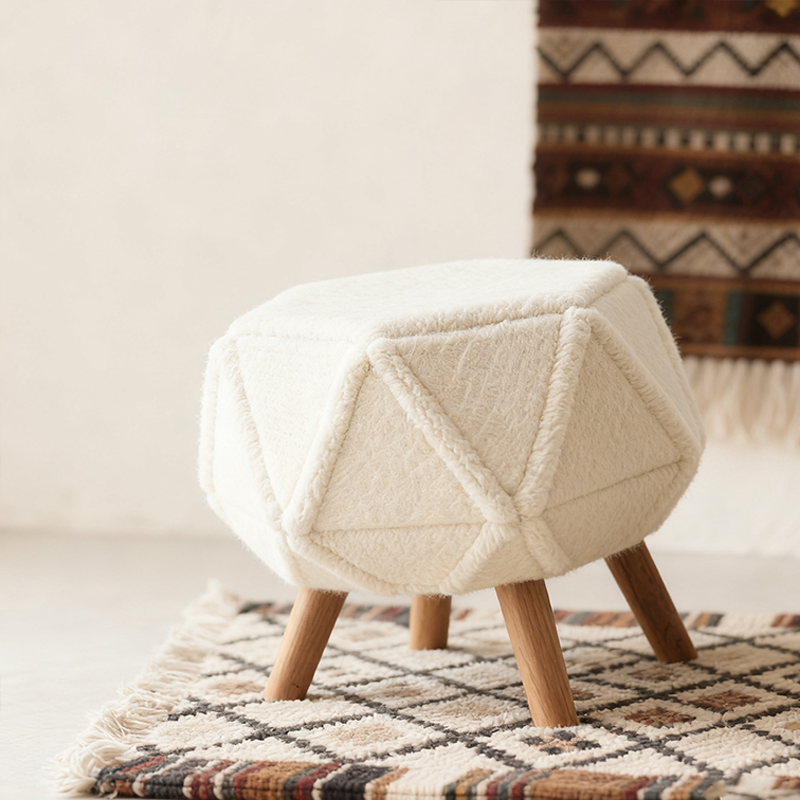 플러시 원형 스툴 세트 2개 전체 이미지