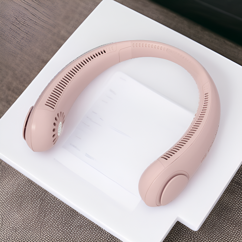 デジタル表示無葉首掛け扇風機 USB充電 携帯型小型扇風機 涼しく快適