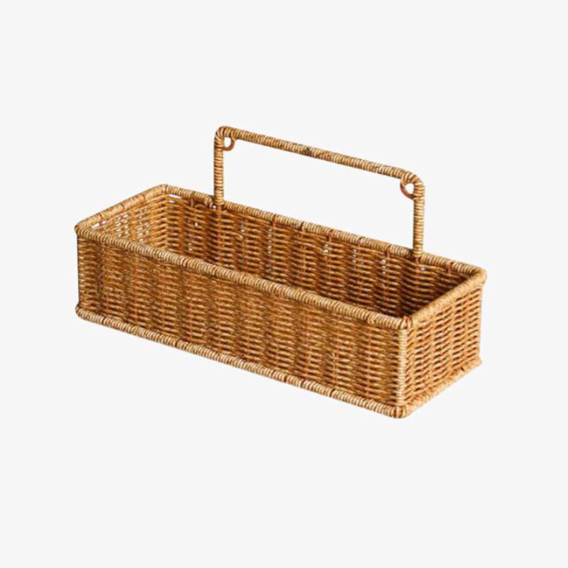 Punch-Free Imitation Rattan Bathroom Shelf, Shower Supply Organizer, Kitchen Storage Rack