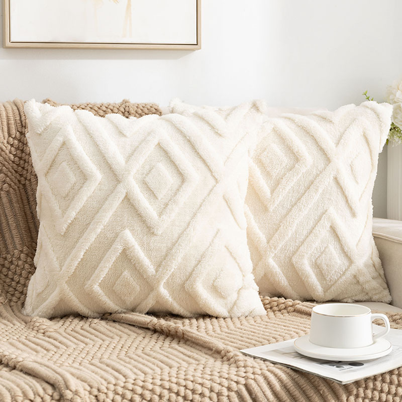 珊瑚絨格子抱枕套