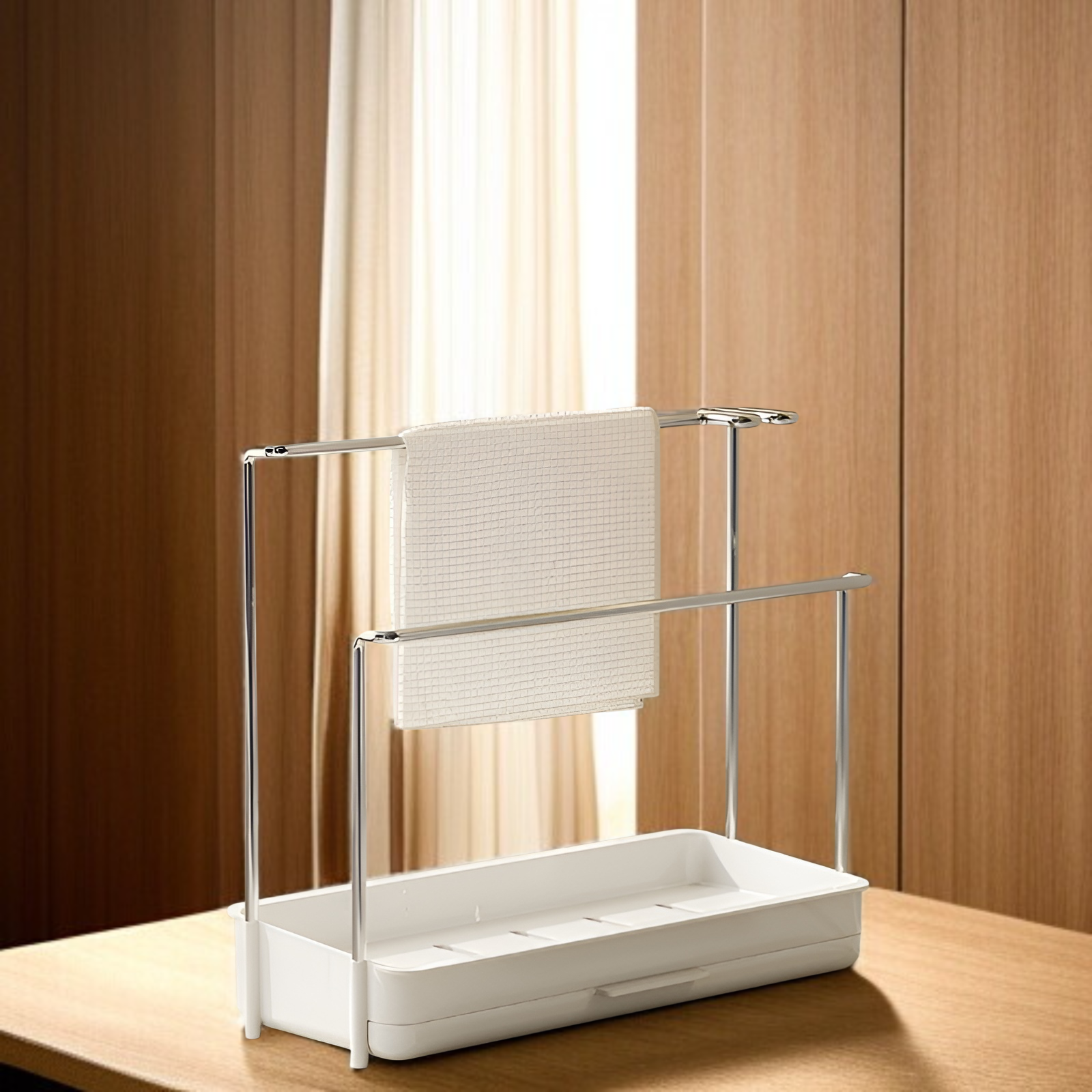 雑巾ラック 排水ラック キッチン用品ラック スポンジ 排水収納 吊り下げタオル 多機能 カウンタートップシンク