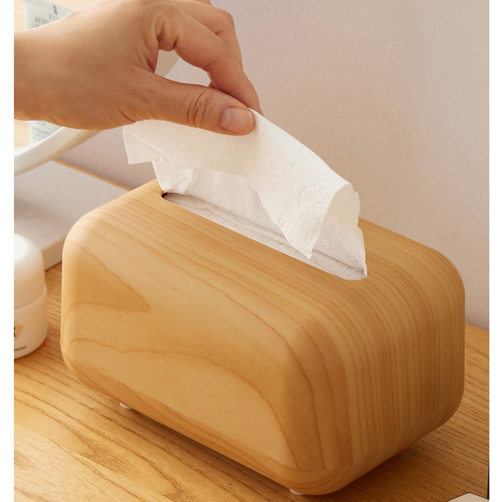 原木風家用桌上餐巾紙盒